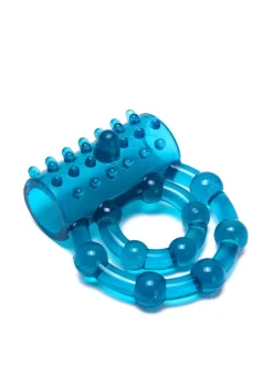 Ribbed Vibrating Cock & Ball Ring with Removable Bullet