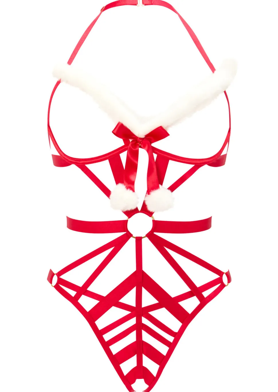 Saucy Santa Peek-A-Boo Christmas Body with Faux Fur Trim - Red