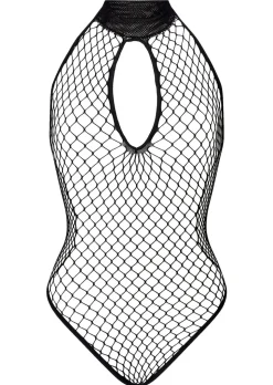 Seductive Fishnet Open Cup Crotchless Lingerie Body - Black