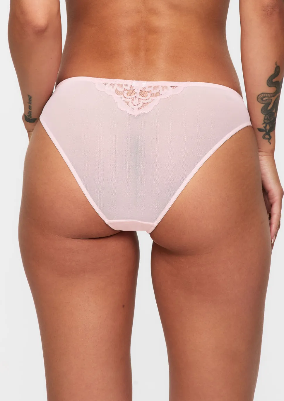 Sexy Lace Brazilian Knickers - Pale Pink