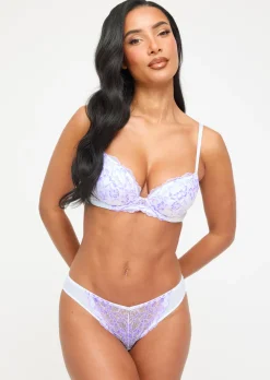 Sexy Lace Brazilian Knickers - White/Lilac
