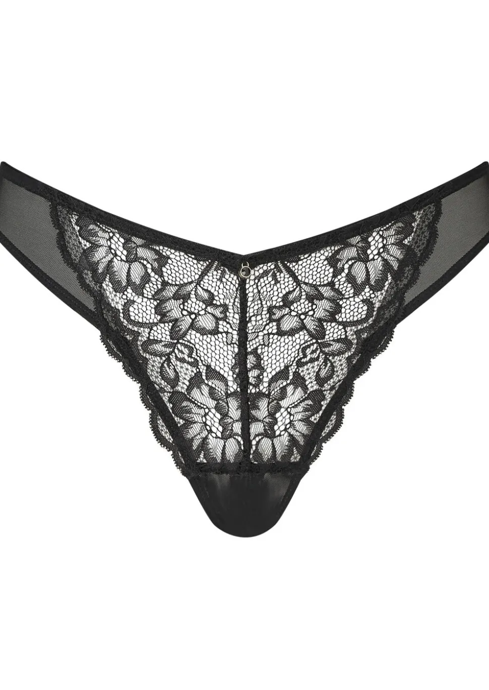 Sexy Lace Crotchless Brazilian Knickers - Black