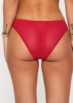 Sexy Lace Crotchless Brazilian Knickers - Red