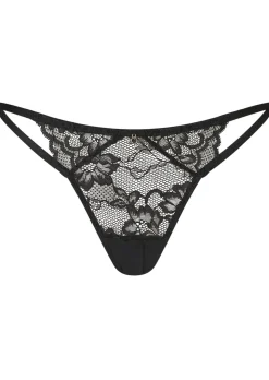 Sexy Lace Crotchless G-String - Black