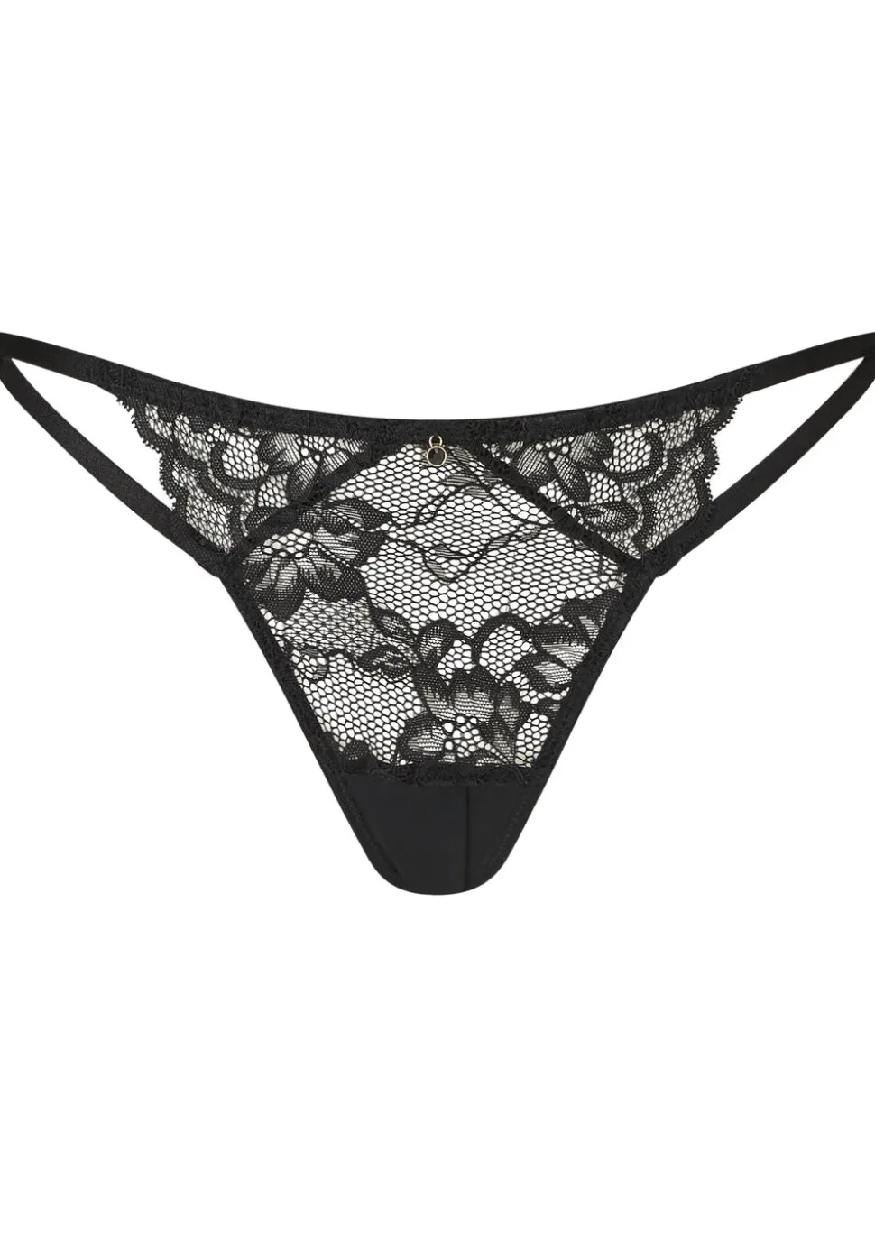 Sexy Lace Crotchless G-String - Black