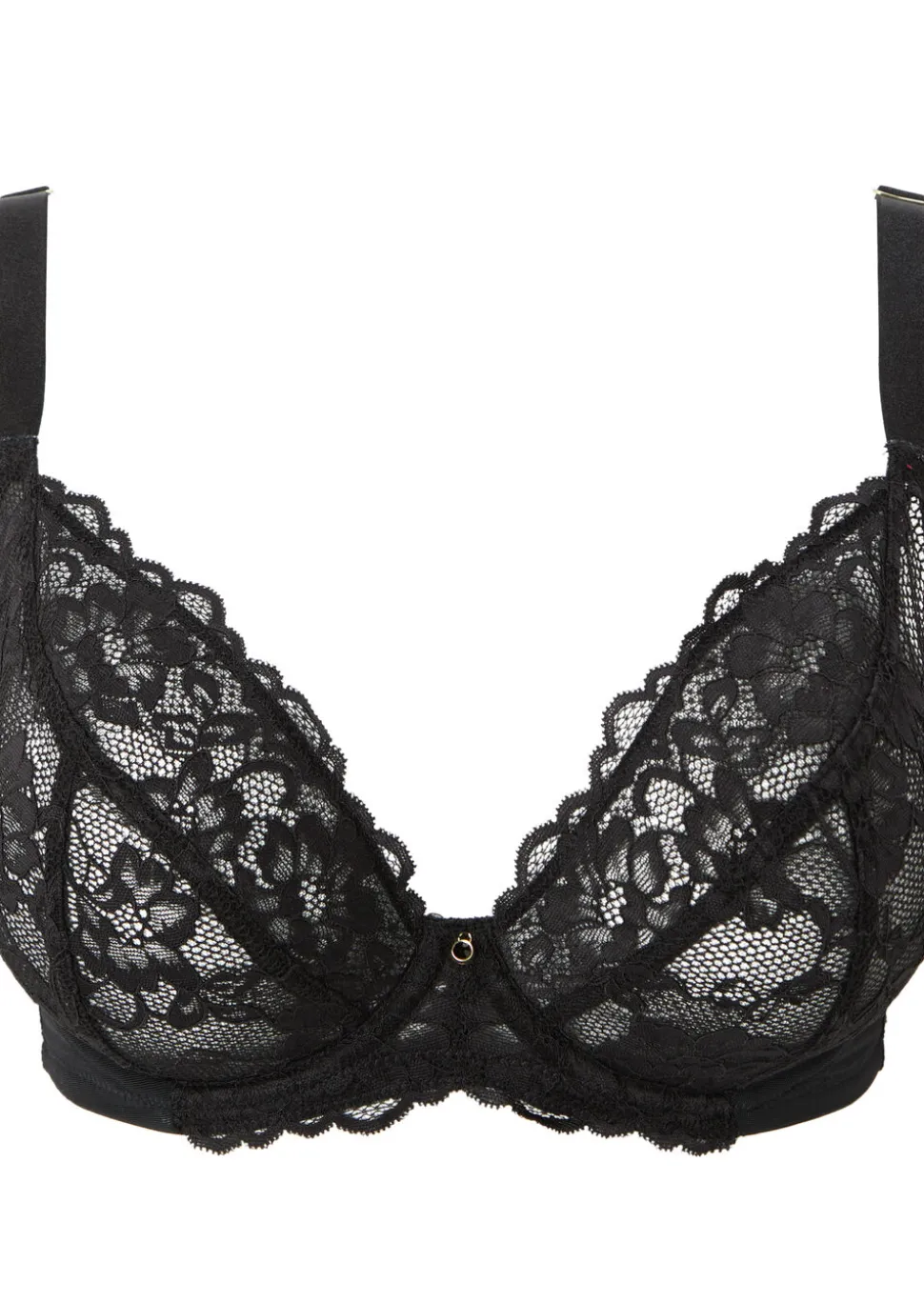 Sexy Lace Fuller Bust Non Padded Plunge Bra - Black