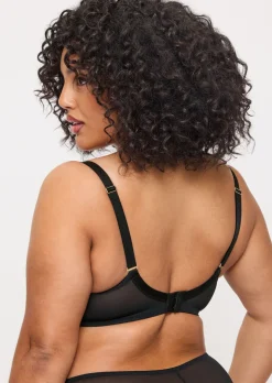 Sexy Lace Fuller Bust Non Padded Plunge Bra - Black