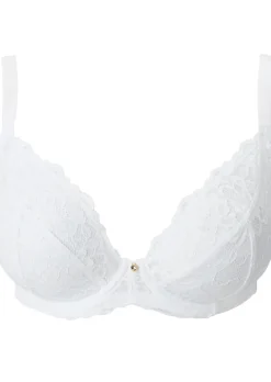 Sexy Lace Fuller Bust Non Padded Plunge Bra - White