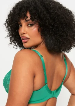 Sexy Lace Fuller Bust Non Padded Plunge Bra - Green