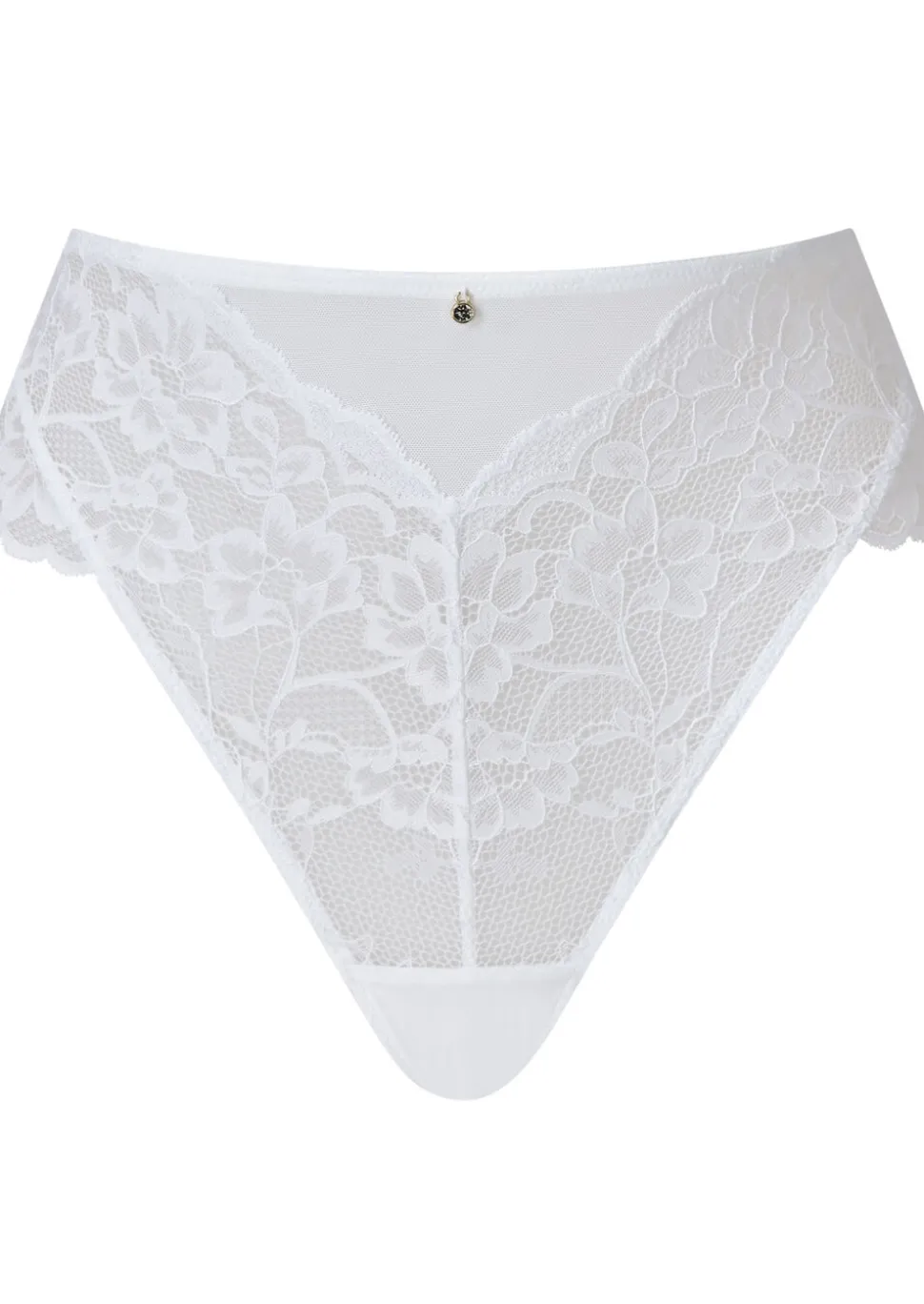 Sexy Lace High Waisted Brazilian Knickers - White