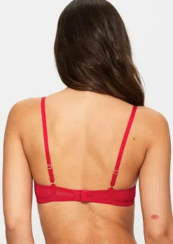 Sexy Lace Non Padded Plunge Bra - Red