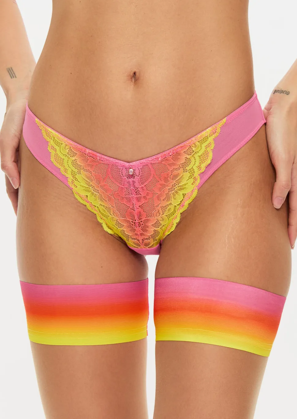 Sexy Lace Ombre Brazilian Knickers - Multi