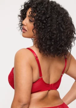 Sexy Lace Padded Balcony Bra - Red