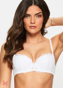 Sexy Lace Padded Balcony Bra - White