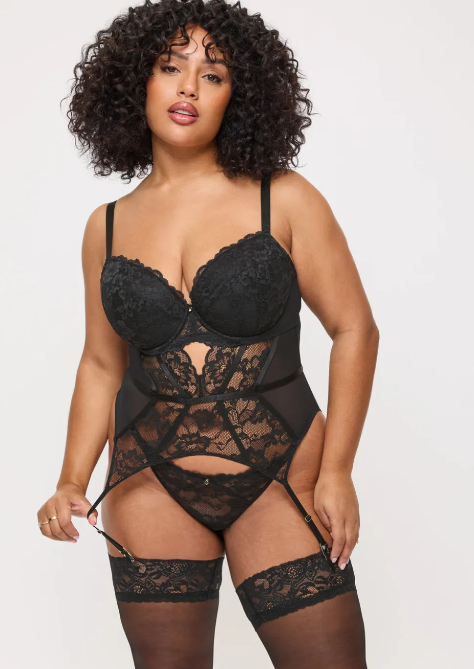 Sexy Lace Padded Basque - Black