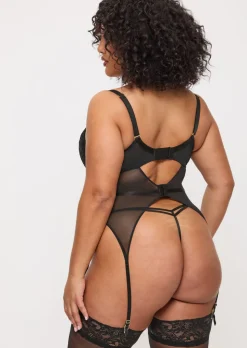 Sexy Lace Padded Basque - Black
