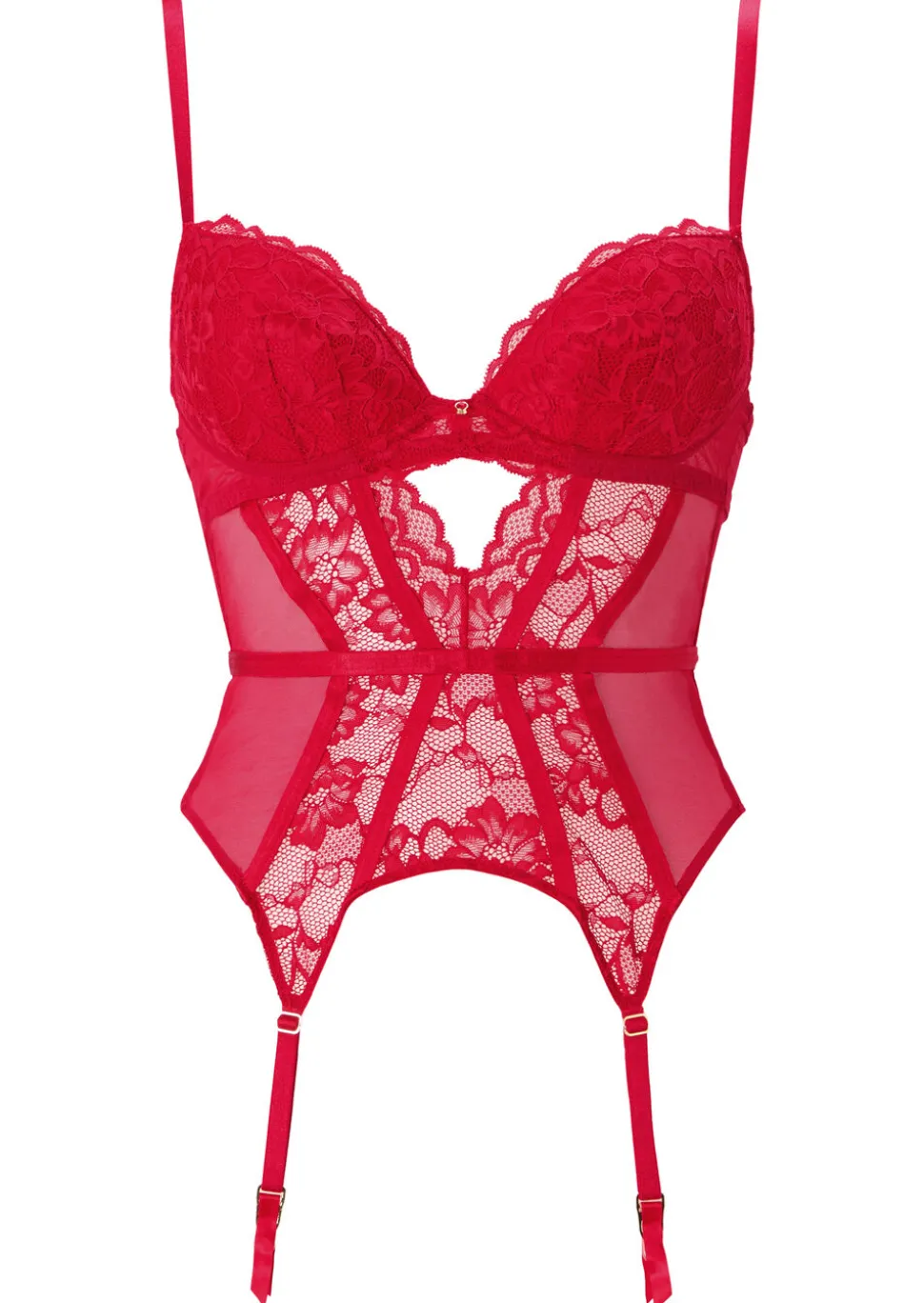 Sexy Lace Padded Basque - Red