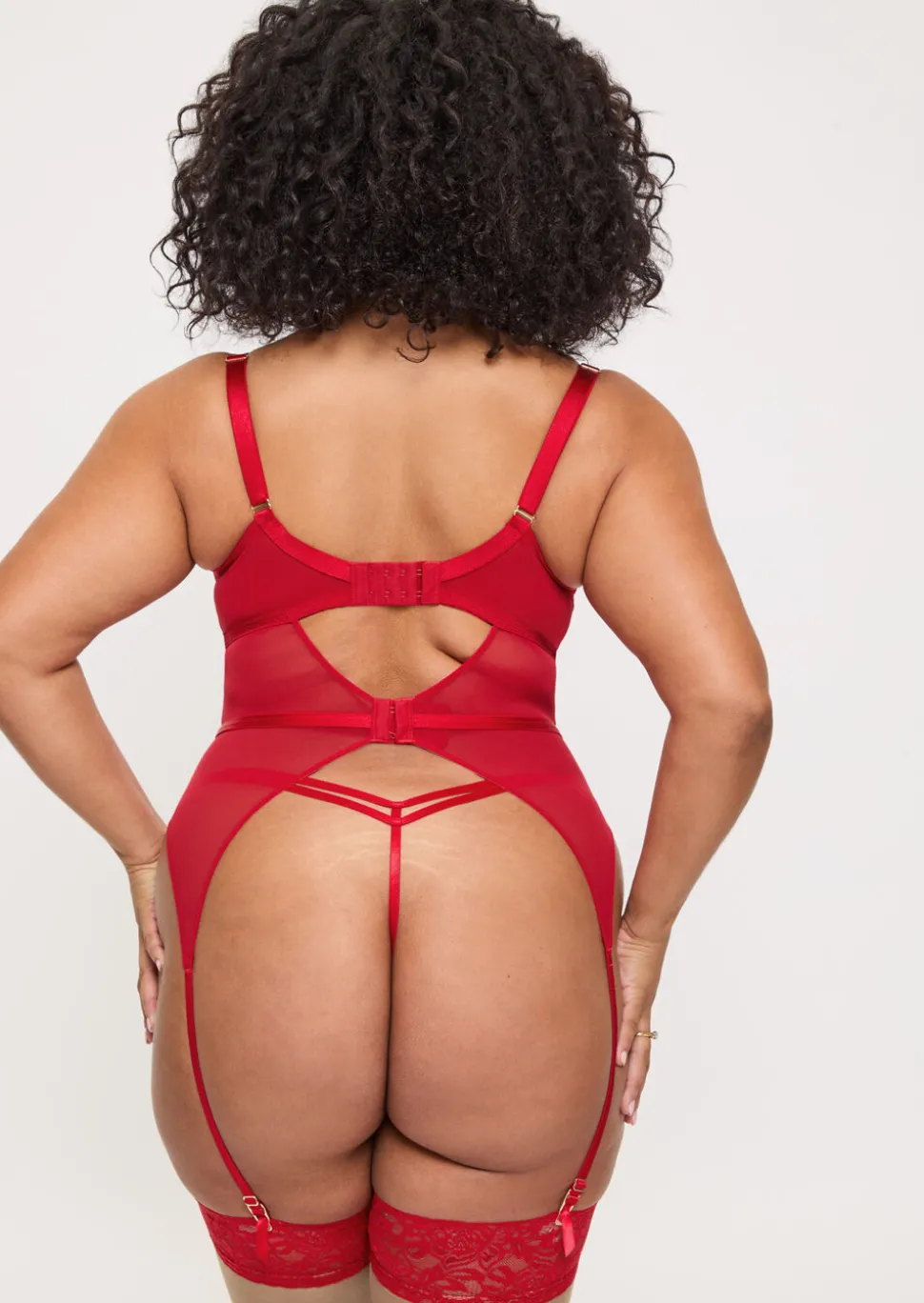 Sexy Lace Padded Basque - Red