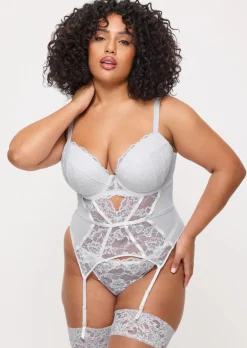 Sexy Lace Padded Basque - White