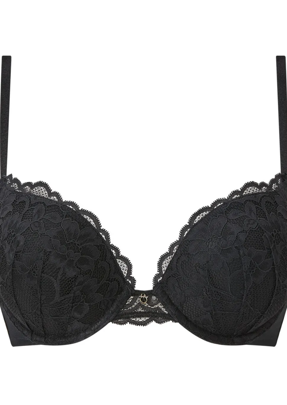 Sexy Lace Padded Boost Plunge Bra - Black