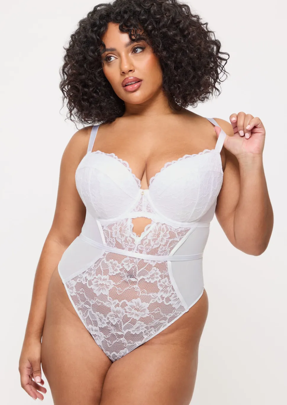 Sexy Lace Padded Lingerie Body - White