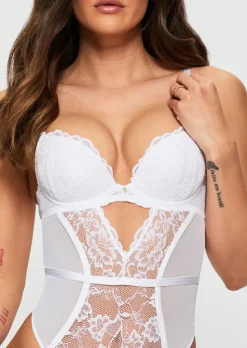 Sexy Lace Padded Lingerie Body - White