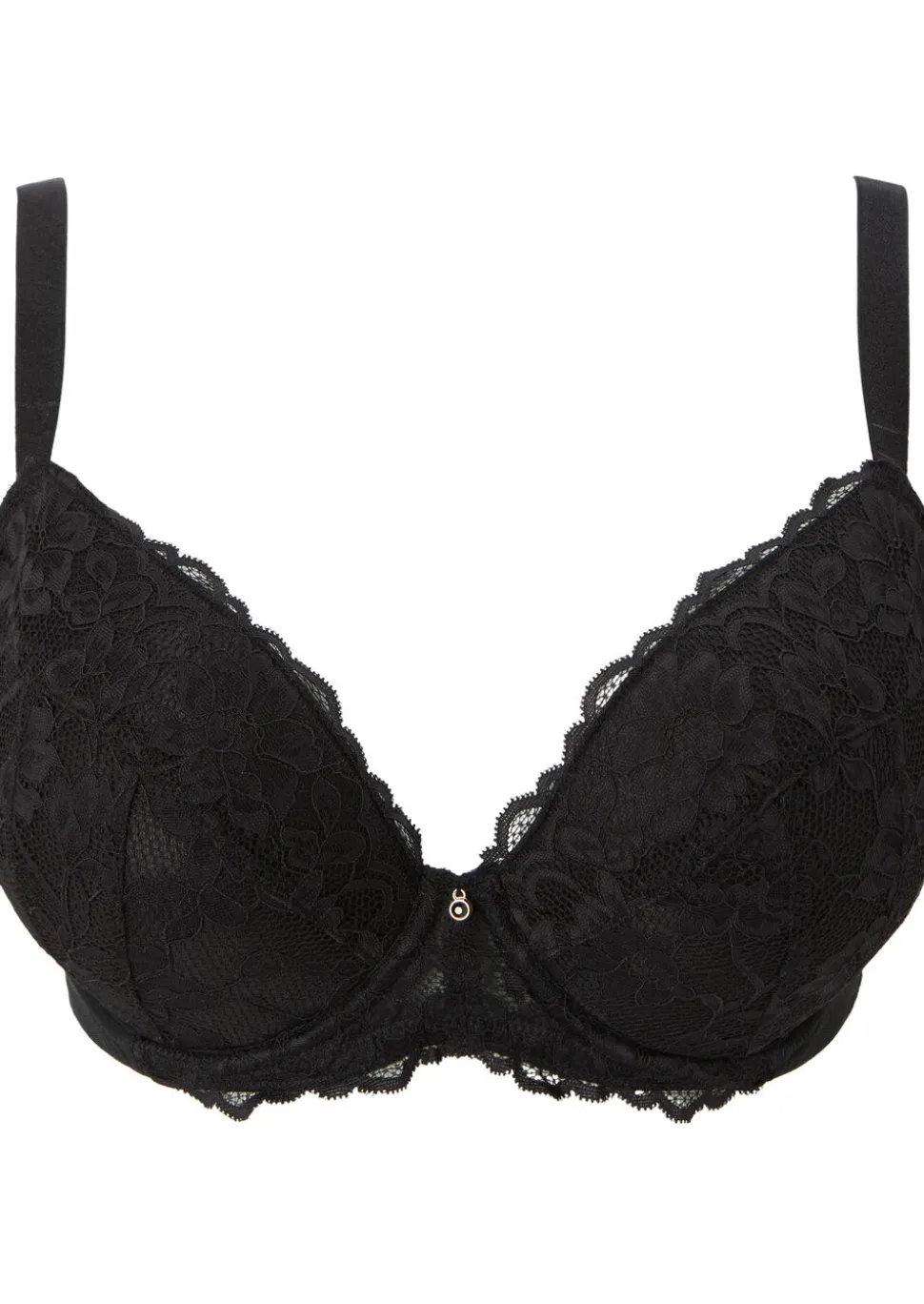 Sexy Lace Padded Plunge Bra - Black