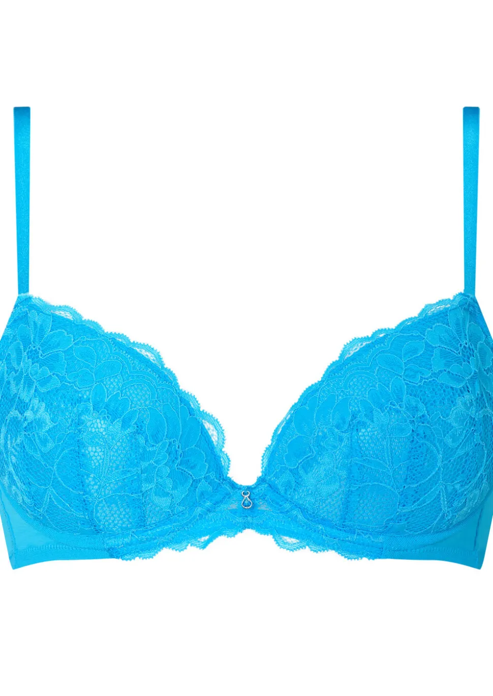 Sexy Lace Padded Plunge Bra - Bright Blue