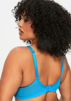 Sexy Lace Padded Plunge Bra - Bright Blue