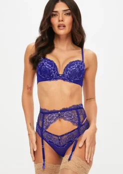 Sexy Lace Padded Plunge Bra - Dark Purple