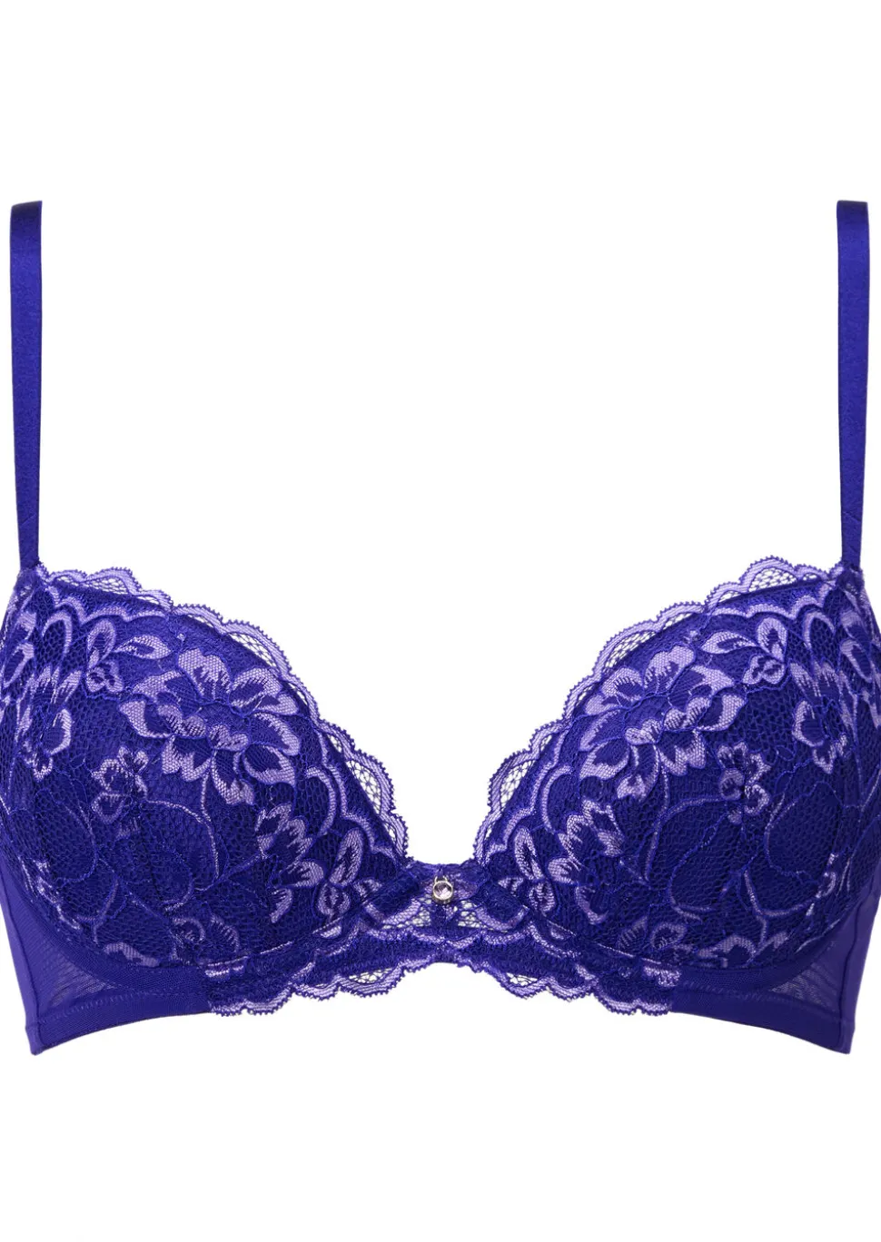Sexy Lace Padded Plunge Bra - Dark Purple