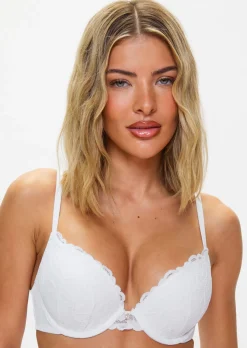 Sexy Lace Padded Plunge Bra - Pack of 2 - White