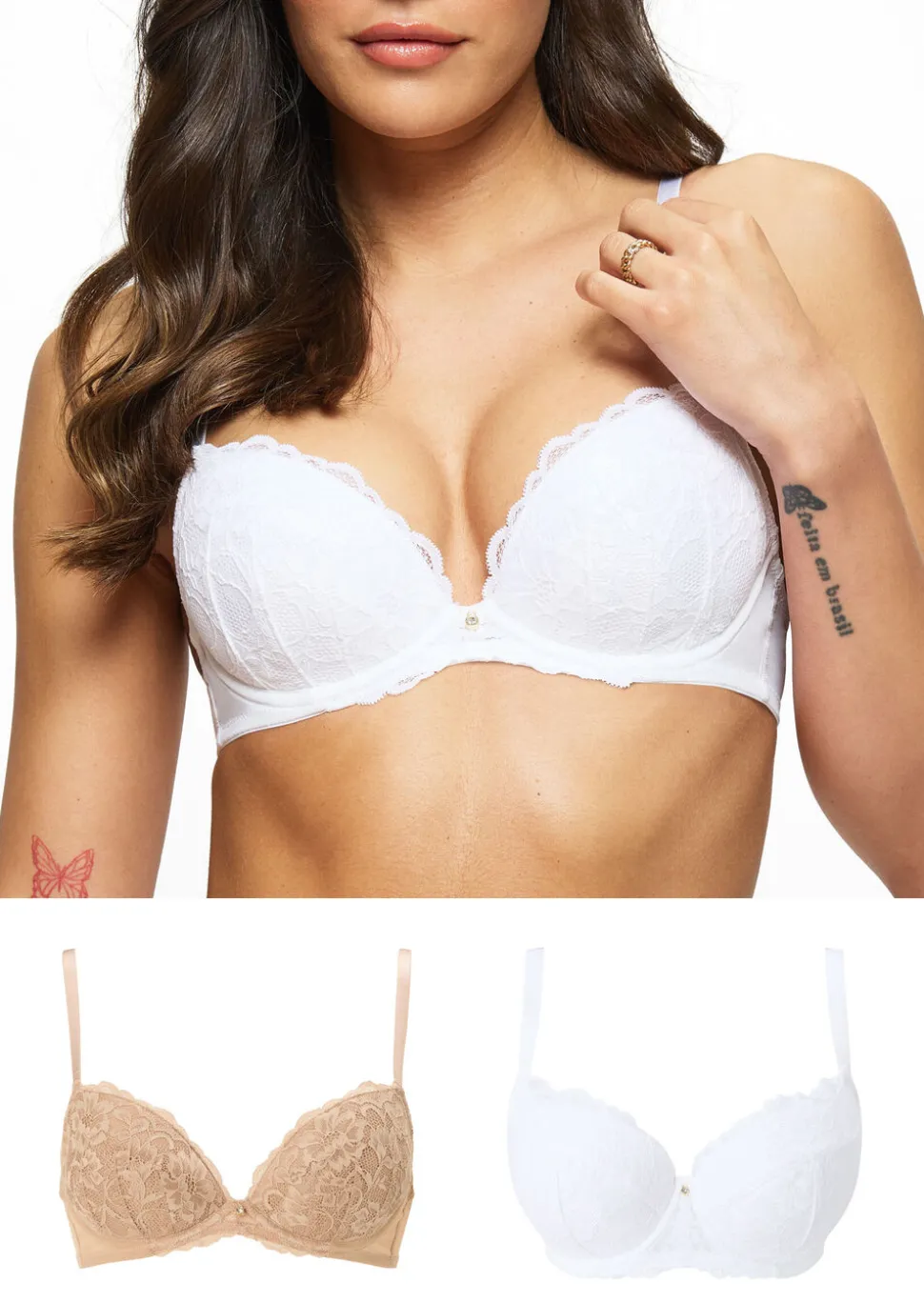 Sexy Lace Padded Plunge Bra - Pack of 2 - Assorted
