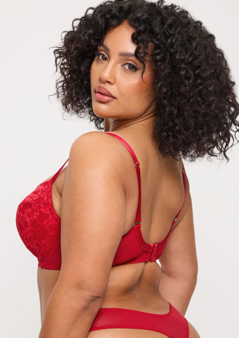 Sexy Lace Padded Plunge Bra - Red