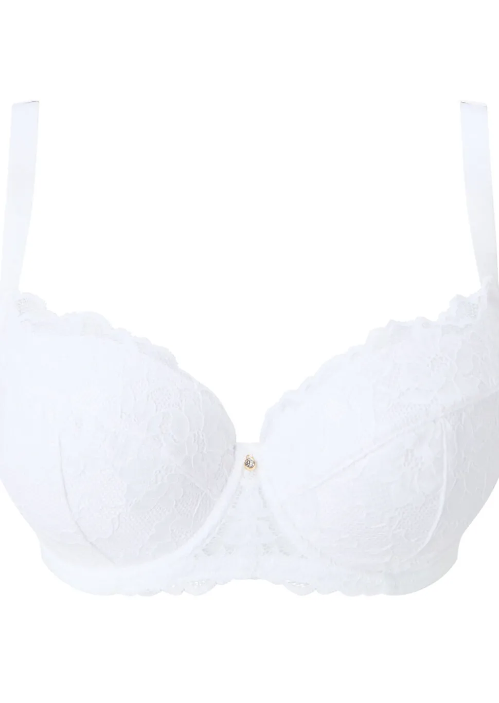 Sexy Lace Padded Plunge Bra - White