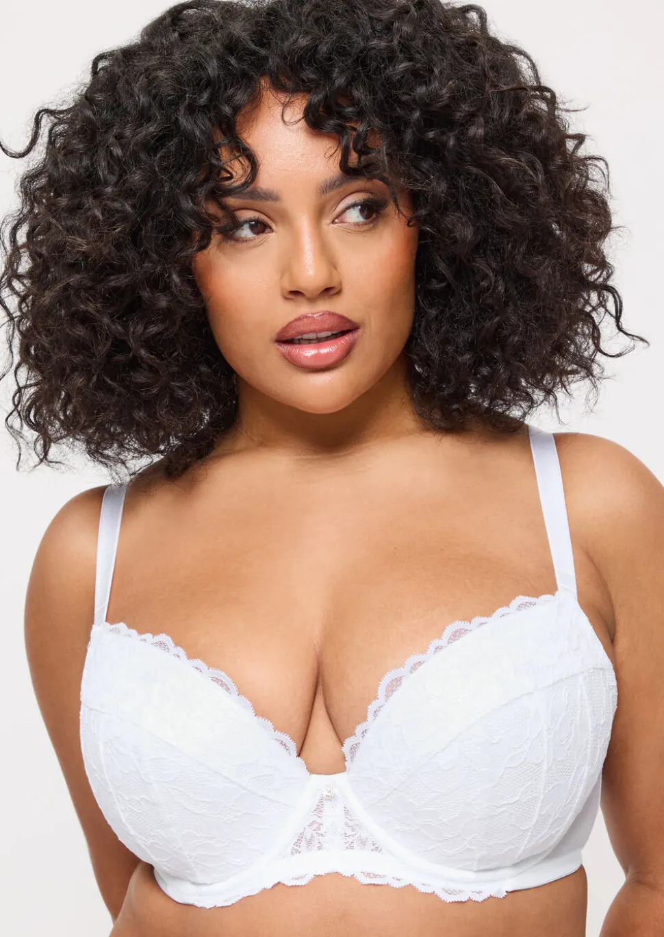 Sexy Lace Padded Plunge Bra - White