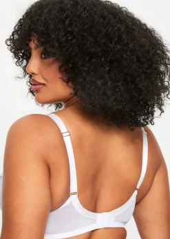 Sexy Lace Padded Plunge Bra - White/Lilac
