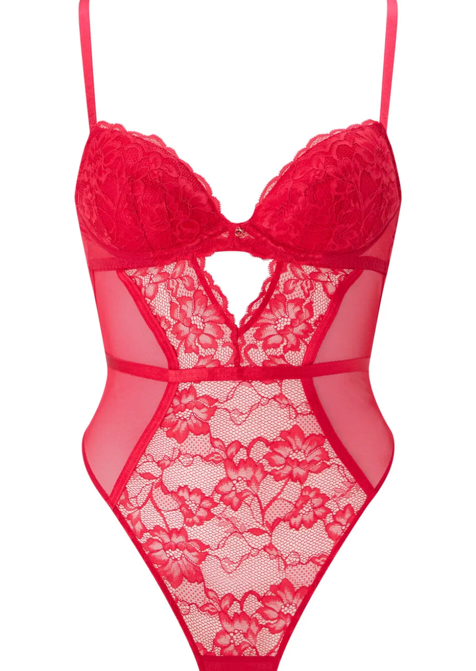 Sexy Lace Padded Plunge Lingerie Body - Red