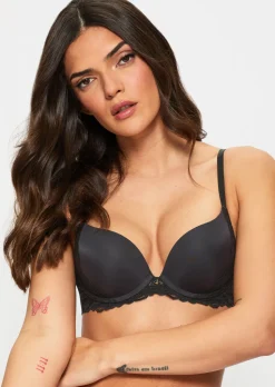 Sexy Lace Smoothing Plunge Bra - Black