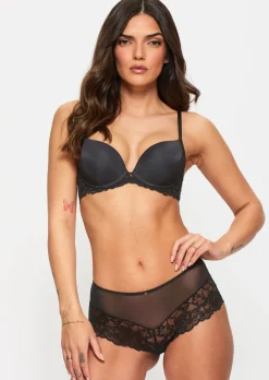 Sexy Lace Smoothing Plunge Bra - Black
