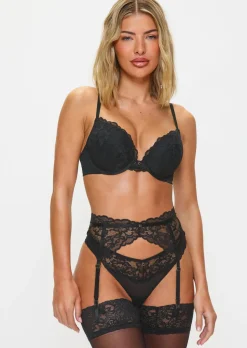 Sexy Lace Suspender Belt - Black