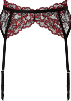 Sexy Lace Suspender Belt - Black/Red