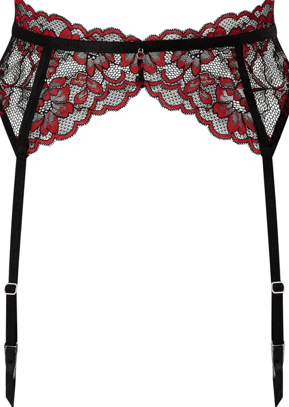 Sexy Lace Suspender Belt - Black/Red