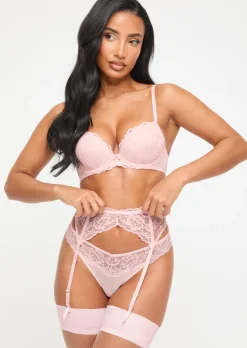 Sexy Lace Suspender Belt - Pale Pink