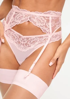 Sexy Lace Suspender Belt - Pale Pink