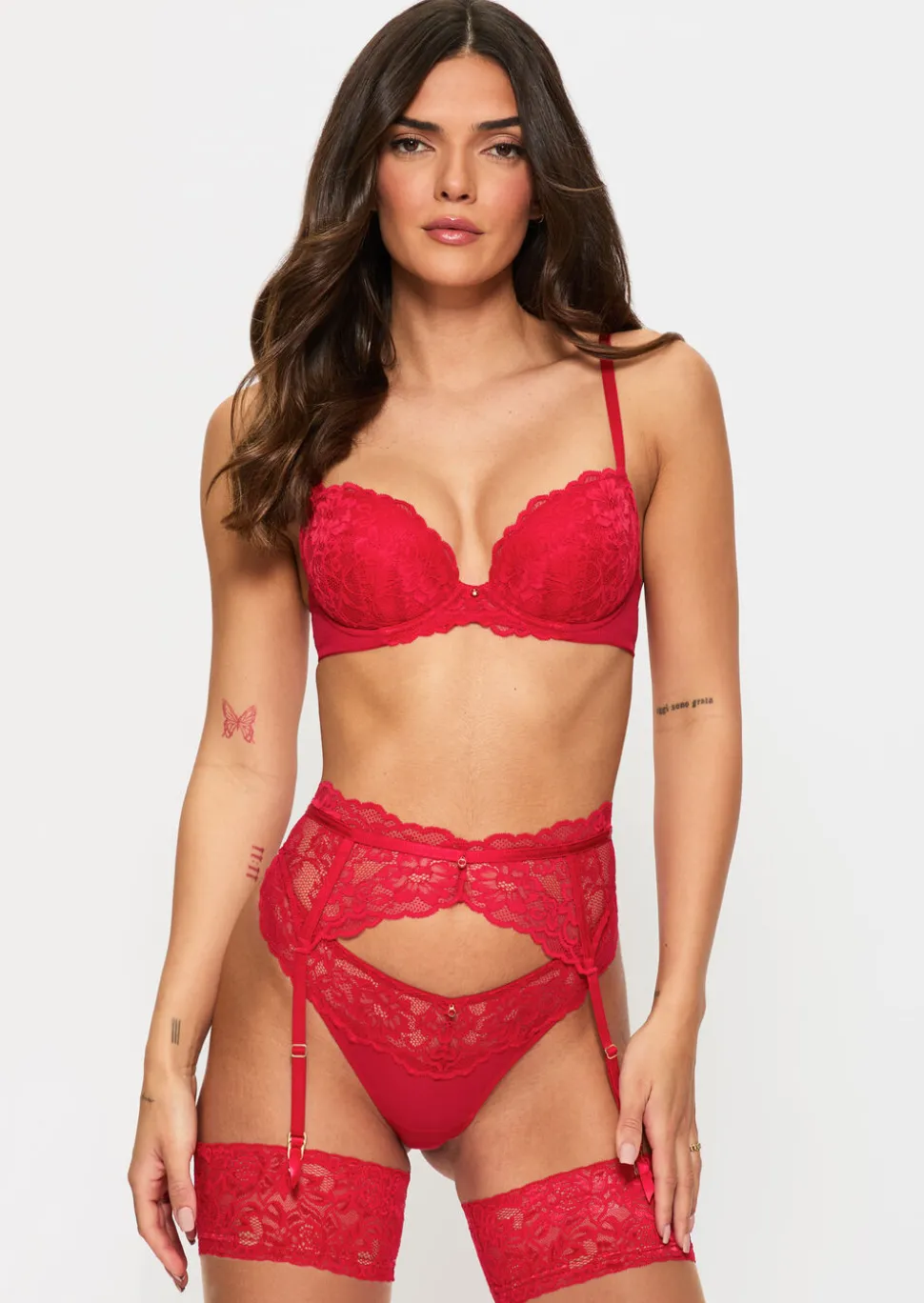 Sexy Lace Suspender Belt - Red
