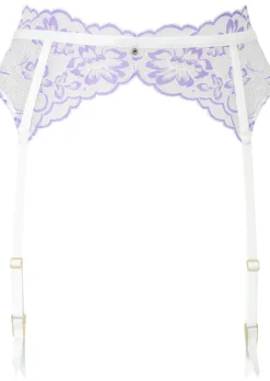 Sexy Lace Suspender Belt - White/Lilac