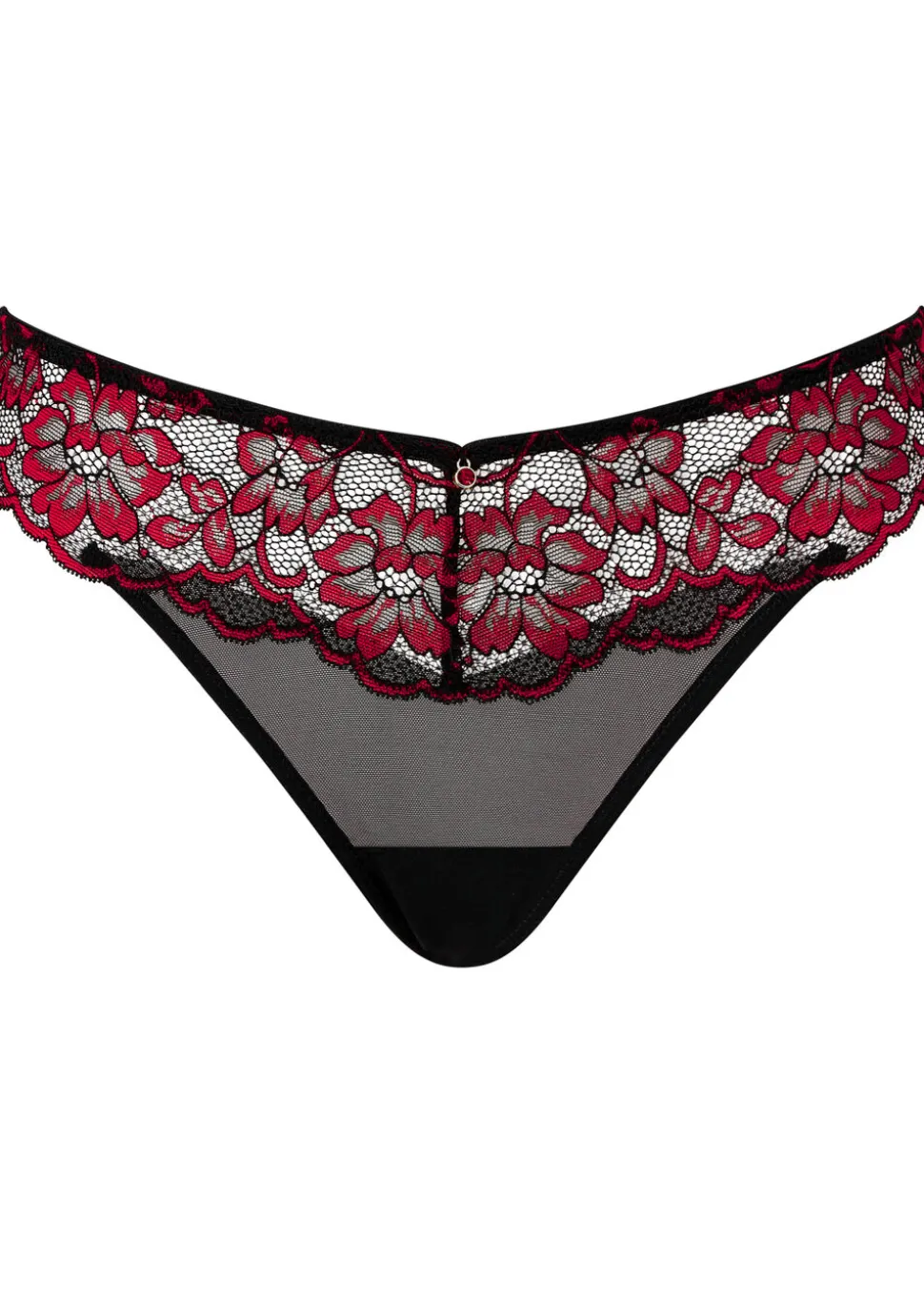 Sexy Lace Thong - Black/Red