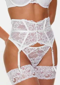 Sexy Lace Waspie Suspender - White
