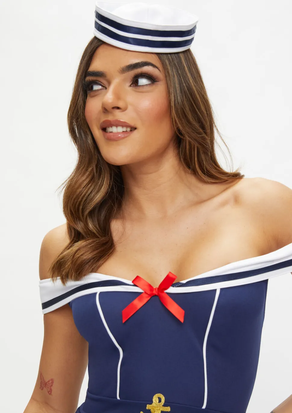 Sexy Sailor 2 Piece Costume with Hat - White